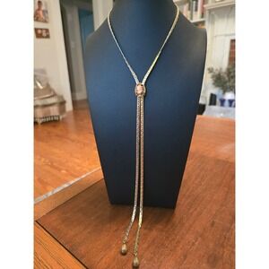 Goldette Cameo Lariat Goldtone Victorian Style 1960s Vintage
